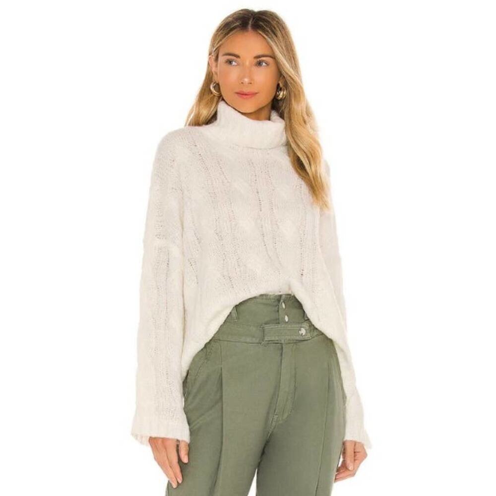 Tularosa Sweater Womens Size Small Greta Turtleneck Pullover Ivory Cable Knit